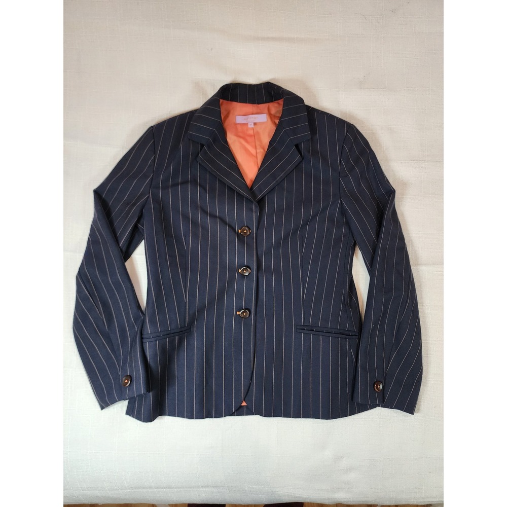 Kuhlman Womens 100% Wool Pinstripe Blazer Suit Jacket Navy Italian Size 8 44